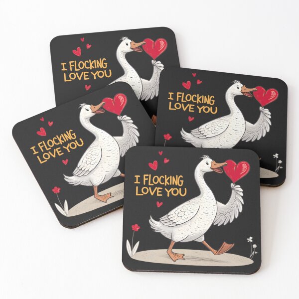 Item preview, I Flocking Love You Funny Goose Pun Hearts designed and sold by HarberBonita.