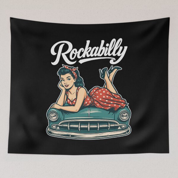 Item preview, Rockabilly classic car pin-up girl hood retro vintage gift designed and sold by Pineapple-Tree.