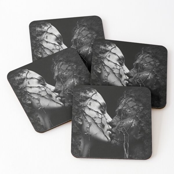 Item preview, Earthbound Lovers Kiss – Surreal Black and White Rooted Connection Art designed and sold by Trend Pixel Co..