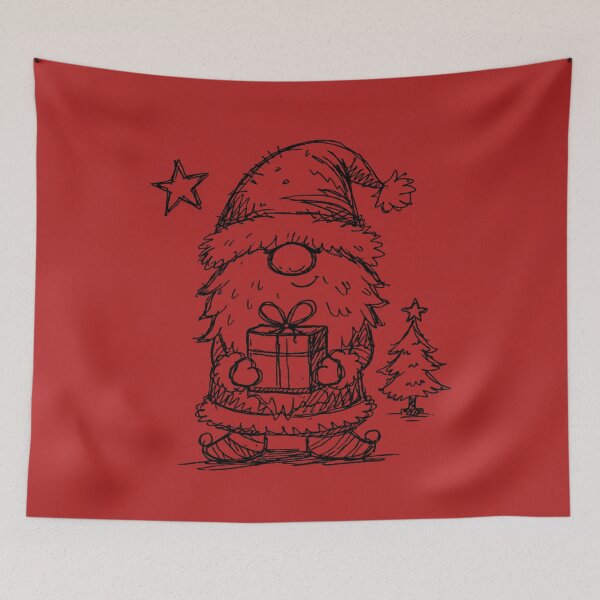 Item preview, Bold Christmas Gnome – Festive Sketch on Red Background designed and sold by LuminShadowArt.