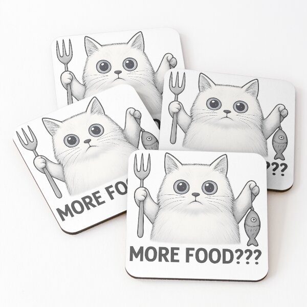Item preview, More Food??? – Cute Hungry Cat Cartoon Design designed and sold by haitrieuic96.