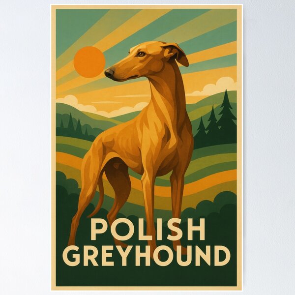 Item preview, Graceful Polish Greyhound Art Print designed and sold by Flying Doggo.