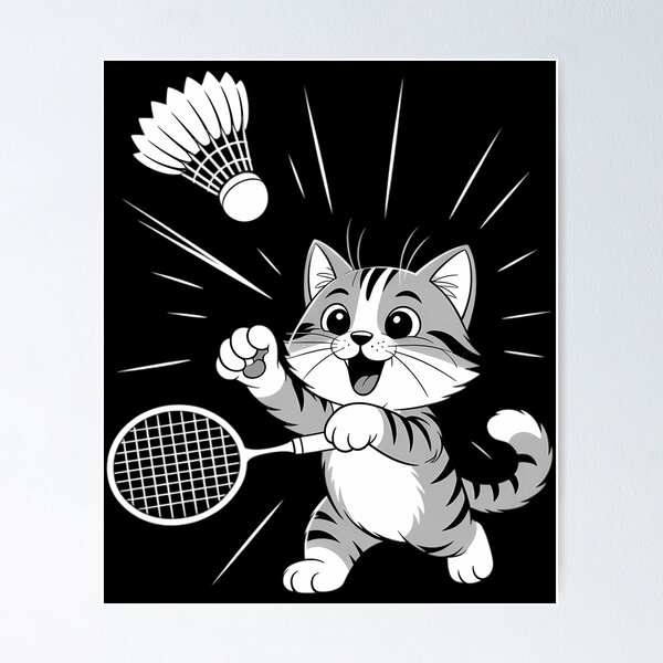 Item preview, Cute Kitty Badminton Player Shuttlecock designed and sold by AsteriskDatBArt.