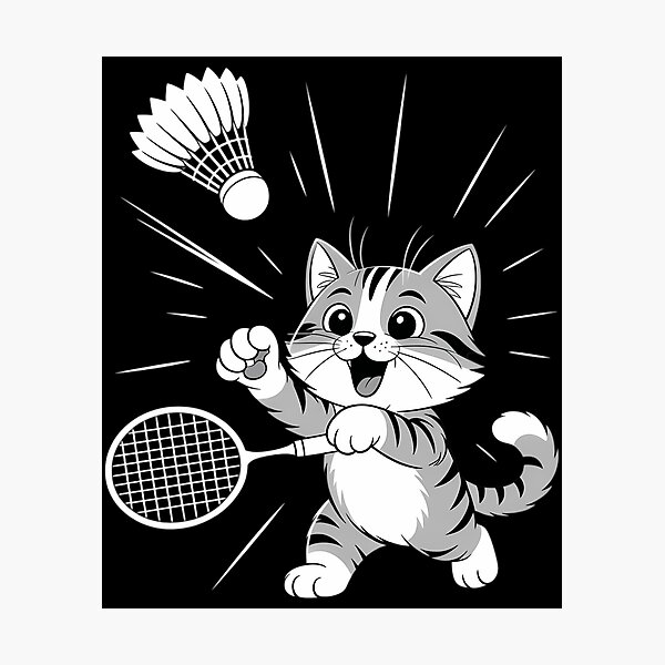 Item preview, Cute Kitty Badminton Player Shuttlecock designed and sold by AsteriskDatBArt.