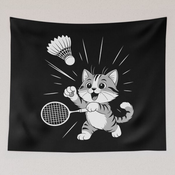 Item preview, Cute Kitty Badminton Player Shuttlecock designed and sold by AsteriskDatBArt.