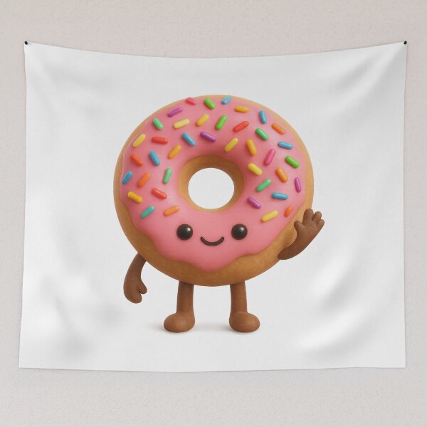 Item preview, Cute Smiling Donut with Rainbow Sprinkles | Kawaii Fun Food Art designed and sold by Moons Studio.