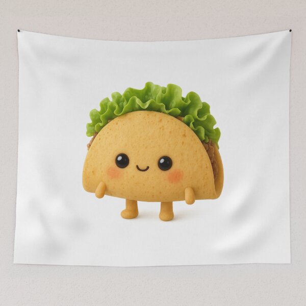 Item preview, Cute Taco with Lettuce Hair | Kawaii Fun Food Art designed and sold by Moons Studio.