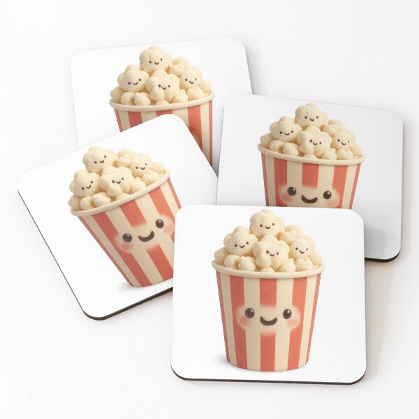 Item preview, Cute Popcorn Bucket with Happy Kernels | Kawaii Fun Food Art designed and sold by Moons Studio.