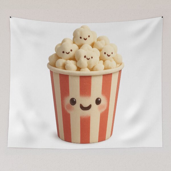 Item preview, Cute Popcorn Bucket with Happy Kernels | Kawaii Fun Food Art designed and sold by Moons Studio.