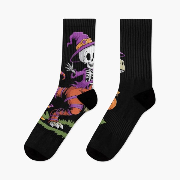 Item preview, Trick or Treat Halloween Skeleton Riding Mummy Dinosaur designed and sold by Shannon Bosley.