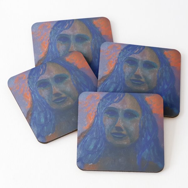 Item preview, Blue Self Portrait Expressionist Painting designed and sold by DCSMKreativ.