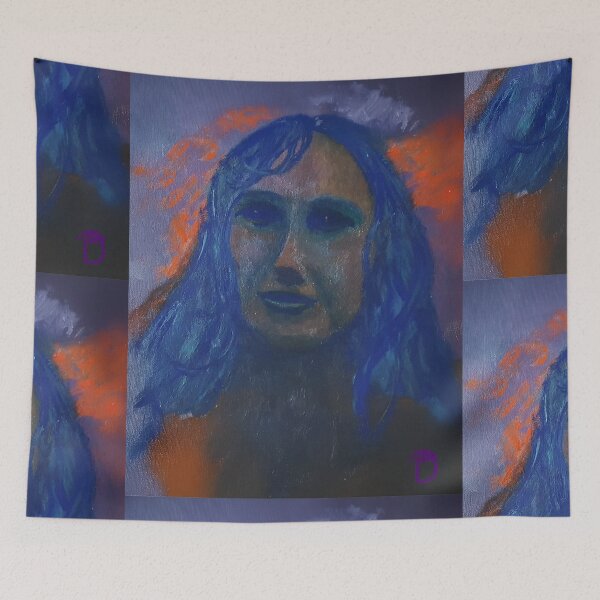 Item preview, Blue Self Portrait Expressionist Painting designed and sold by DCSMKreativ.