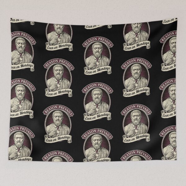 Item preview, Reason Prevail Even On Mondays - Funny Stoic Philosophy & Office Humor designed and sold by CREEPY CRAZE.