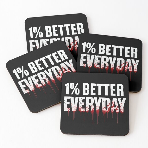 Item preview, 1% Better Everyday - Cracked White Typography with Blood Drip  Motivational Gym & Grind Streetwear designed and sold by LVLUPXP.
