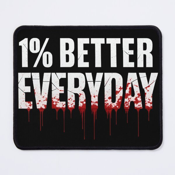 Item preview, 1% Better Everyday - Cracked White Typography with Blood Drip  Motivational Gym & Grind Streetwear designed and sold by LVLUPXP.