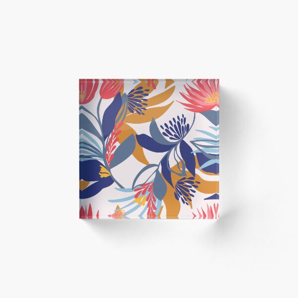 Australian native floral on a cream base Acrylic Block