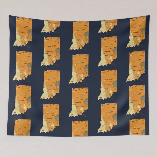 Item preview, Vintage Indiana State Map - Hoosier Pride Topography Art designed and sold by mashmosh.