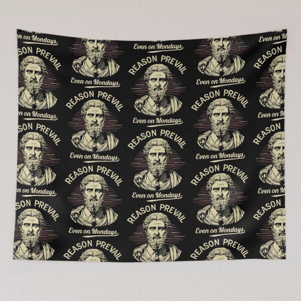 Item preview, Reason Prevail Even On Mondays - Funny Stoic Philosophy & Office Humor designed and sold by CREEPY CRAZE.