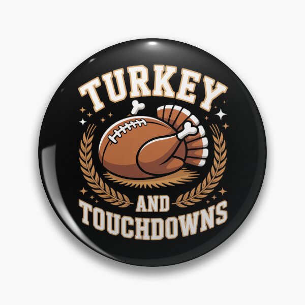 Item preview, Turkey And Touchdowns Happy Thanksgiving Fall Autumn Turkey designed and sold by Shannon Bosley.