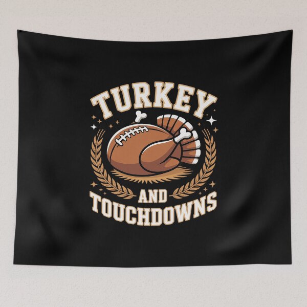 Item preview, Turkey And Touchdowns Happy Thanksgiving Fall Autumn Turkey designed and sold by Shannon Bosley.