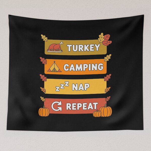 Item preview, Turkey Camping Nap Repeat Thanksgiving Player Fall Pumpkins designed and sold by Shannon Bosley.