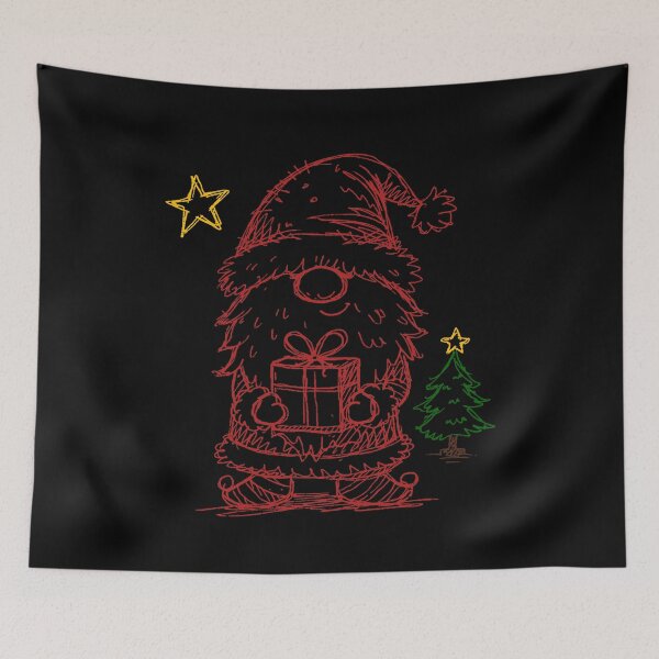 Item preview, Red Christmas Gnome Sketch Festive Line Art on Black designed and sold by LuminShadowArt.
