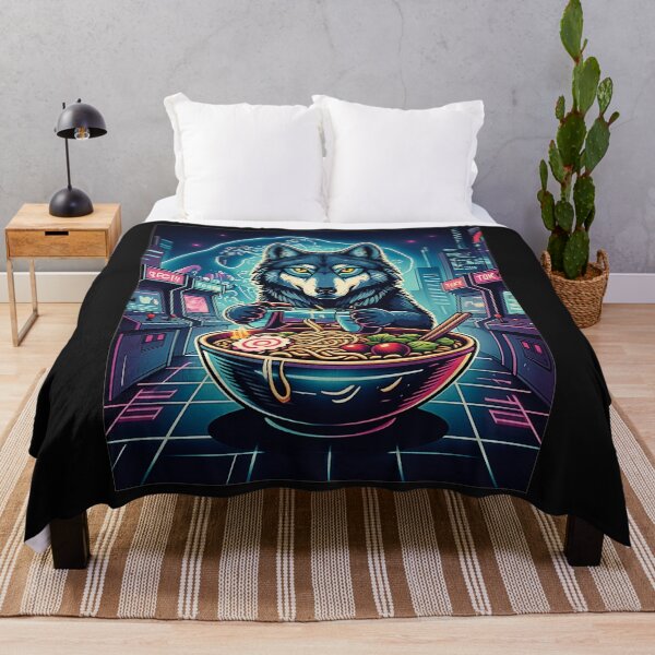 Item preview, Neon Wolf Ramen Gamer Retro Arcade designed and sold by FemmeForge.