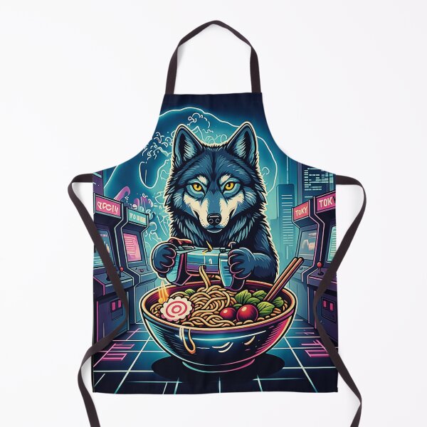 Item preview, Neon Wolf Ramen Gamer Retro Arcade designed and sold by FemmeForge.