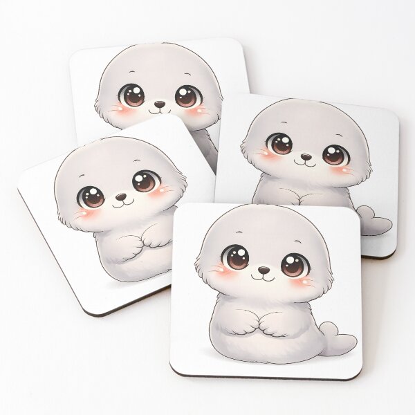 Item preview, Chibi Baby Seal Pup Cute Front Facing Cartoon MR Zgredzio designed and sold by mr-zgredzio.