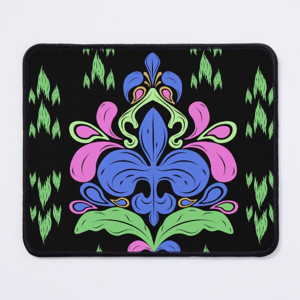 Item preview, Imaginary Dark Neon Whimsical Hand Drawn Florals Motif Art designed and sold by Chercheryellow.