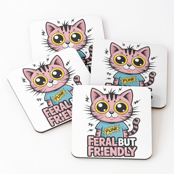 Item preview, Quirky Punk Pink Cat Feral But Friendly Vector Illustration Sticker designed and sold by DiNata.