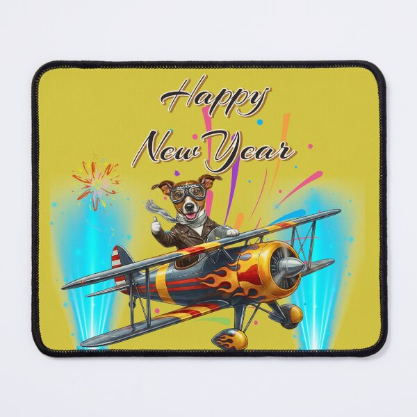 Item preview, Cute Jack Russell Pilot Dog Flying Airplane | Happy New Year Adventure designed and sold by E-SarnEdge.