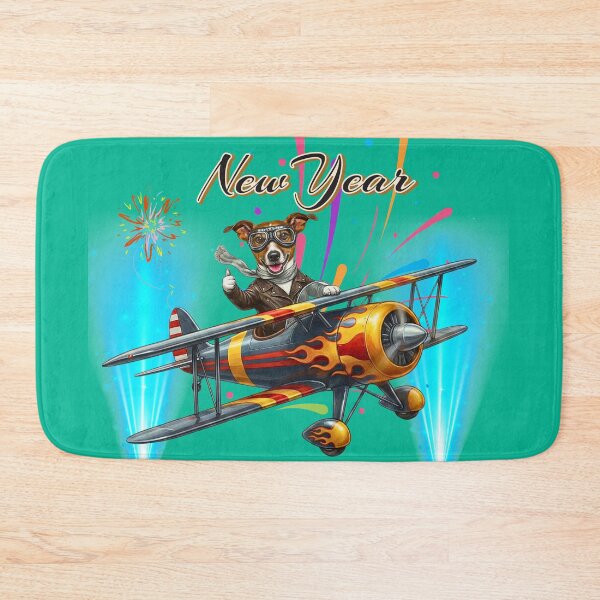 Item preview, Cute Jack Russell Pilot Dog Flying Airplane | Happy New Year Adventure designed and sold by E-SarnEdge.