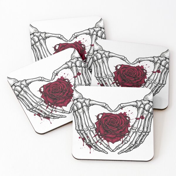 Item preview, Gothic Skeleton Hands Holding Rose | Dark Love Horror Art designed and sold by Imaginationbeyond.