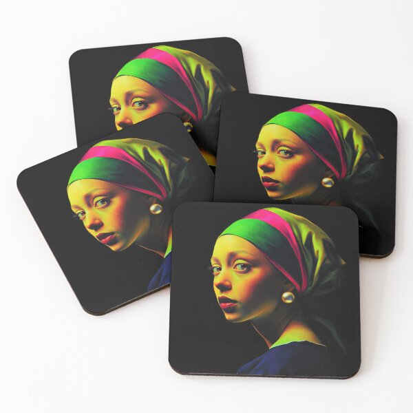 Item preview, Neon Girl with a Pearl Earring Pop Art Portrait designed and sold by Trend Pixel Co..