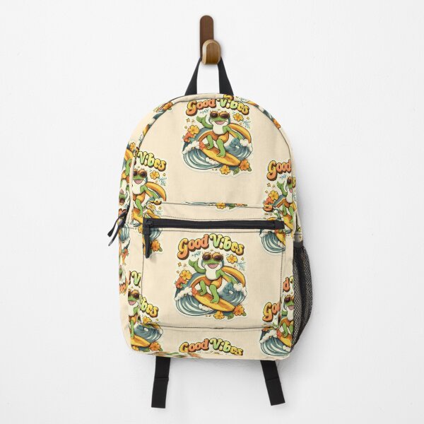 Item preview, Good Vibes – Kawaii Surfing Frog (Surf, Summer, Flowers & Waves) designed and sold by InkMalinois.