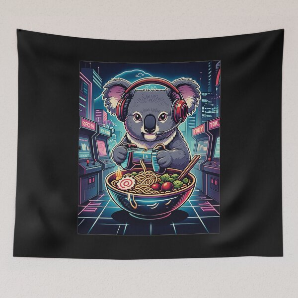 Item preview, Koala Gamer Ramen Noodles Neon Arcade designed and sold by FemmeForge.