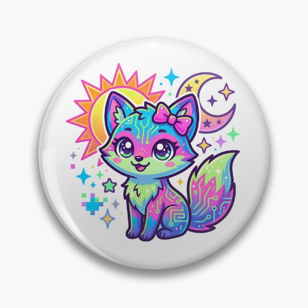 Item preview, Neon Cyber Fox – Cute Y2K Fantasy Animal Illustration designed and sold by VedantXStudio.