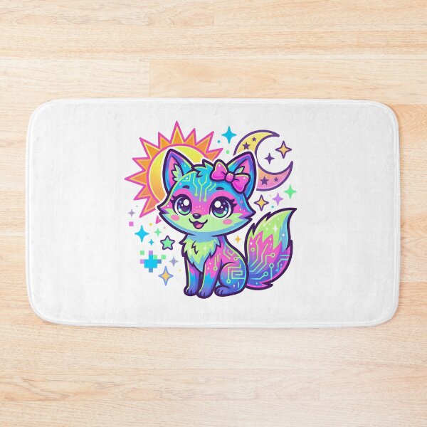 Item preview, Neon Cyber Fox – Cute Y2K Fantasy Animal Illustration designed and sold by VedantXStudio.
