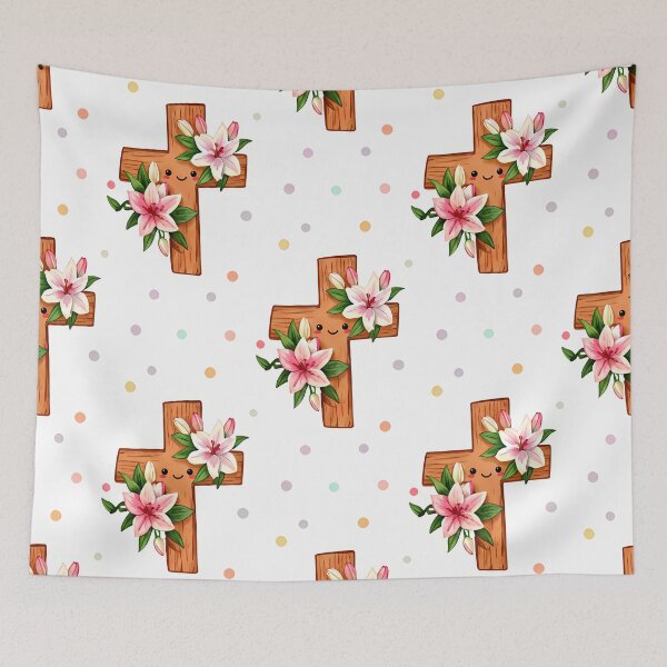 Item preview, Joyful Cross & Lily – Seamless Easter Faith Pattern designed and sold by meesub.