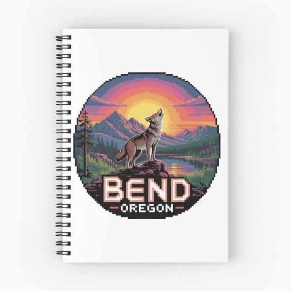 Item preview, Wolf Pixel Art Sunset - Bend Oregon Nature Badge designed and sold by CircinusStore.
