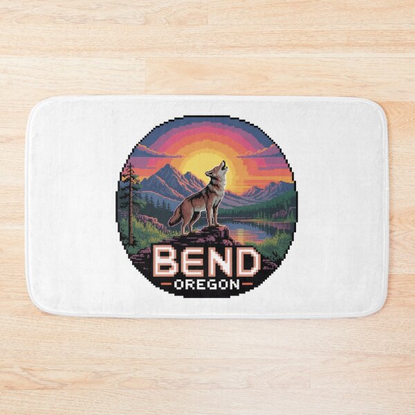 Item preview, Wolf Pixel Art Sunset - Bend Oregon Nature Badge designed and sold by CircinusStore.