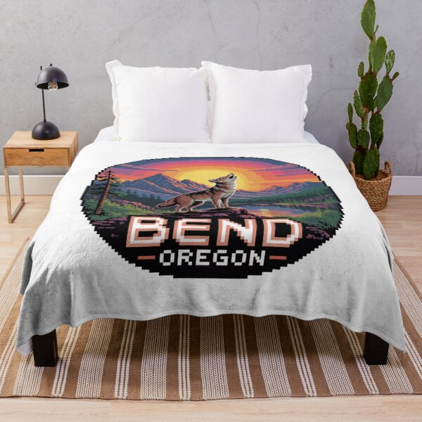 Item preview, Wolf Pixel Art Sunset - Bend Oregon Nature Badge designed and sold by CircinusStore.