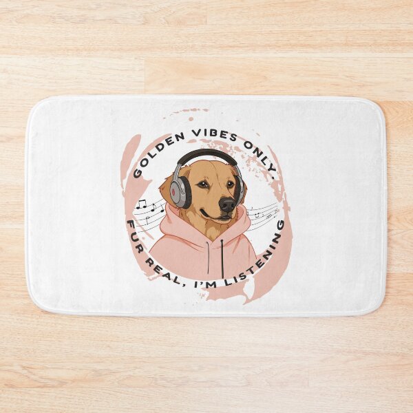 Item preview, Golden Vibes Only – Cute Dog with Headphones | Funny Music Lover Quote designed and sold by NeutronDesign.