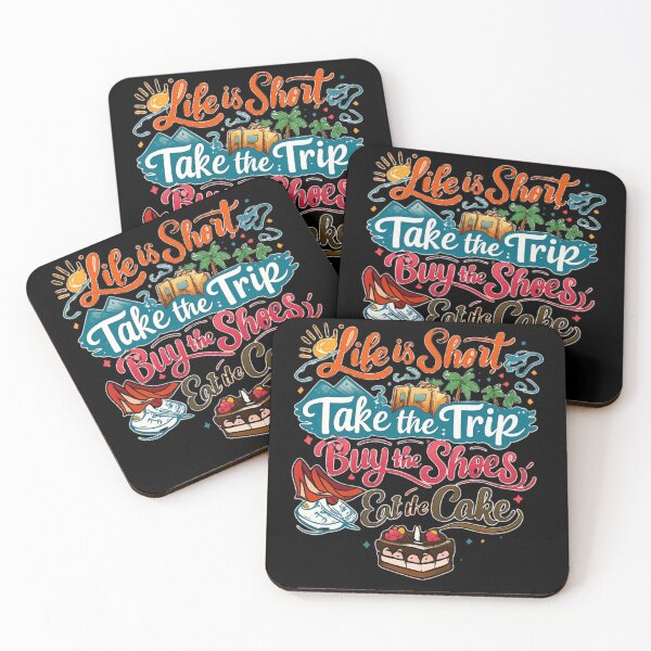 Item preview, Life Is Short – Take the Trip, Buy the Shoes, Eat the Cake | Motivational Quote T-Shirt Design designed and sold by affiliatevera10.