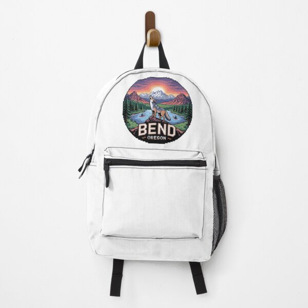 Artikelvorschau, Wolf Pixel Art Sonnenuntergang – Abzeichen für Flussabenteuer in Bend, Oregon entworfen und verkauft von CircinusStore.