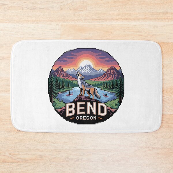 Item preview, Wolf Pixel Art Sunset – Bend Oregon River Adventure Badge designed and sold by CircinusStore.