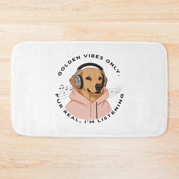 Item preview, Golden Vibes Only – Cute Dog with Headphones | Funny Music Lover Quote designed and sold by NeutronDesign.