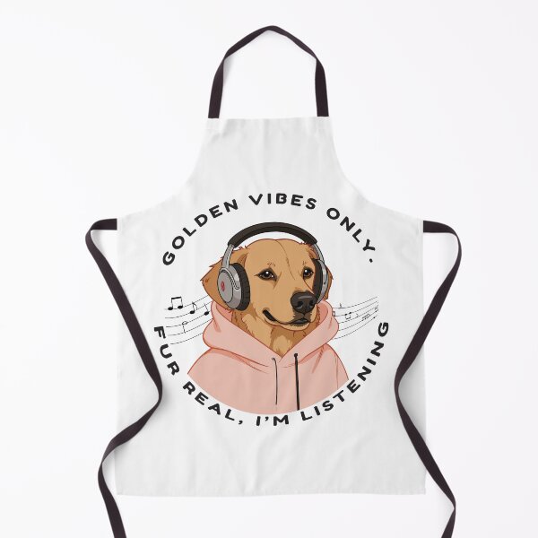 Item preview, Golden Vibes Only – Cute Dog with Headphones | Funny Music Lover Quote designed and sold by NeutronDesign.