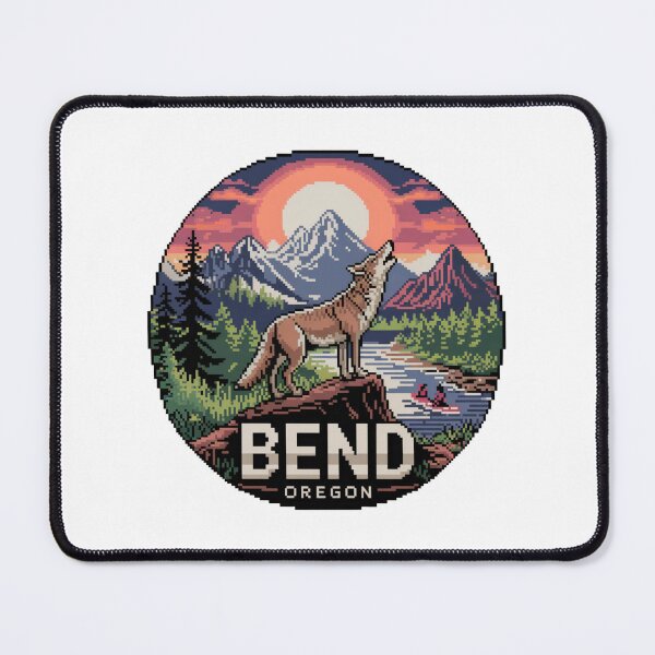 Item preview, Bend Oregon Pixel Art Sunset - Coyote River Adventure Badge designed and sold by CircinusStore.